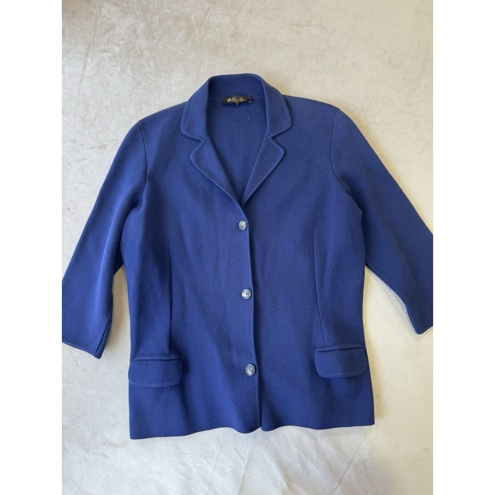 LORO PIANA Navy Blue Blazer Jacket Coat Cotton Blend Size 48 Authentic